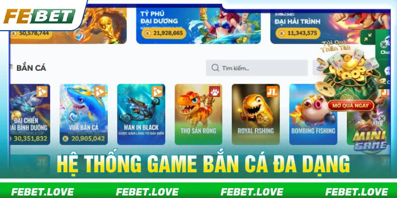 Chơi bắn cá thả ga cùng FEBET với nhiều trò hot