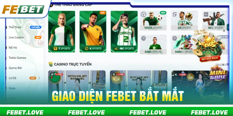 Giao diện FEBET bắt mắt thu hút người chơi 